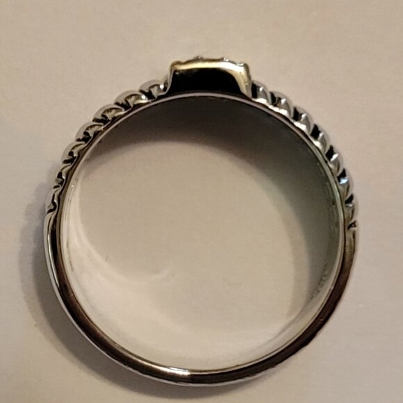 **SOLD**Sterling Silver w/14k Y Gold & 3 Sapphires sz 7.5 NEW w/Gift Box - Picture 4 of 8